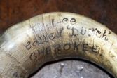 Antique 19th Century scrimshaw goat or antelope horn inscribed 'Dutch Cherokee'