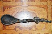 Large vintage 20th Century African Benin tribal bronze ceremonial spoon, c1940