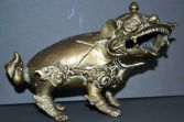 Antique early-20th Century Chinese bronze dragon/Dog of Fo incense burner, c1910