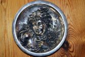 Antique early 20th Century Art Nouveau cast metal wall plaque, marked 'B&H 1911'