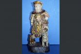 Antique 19th Century Chinese carved wood and lacquered statue of emperor, c1890