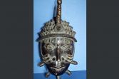 Very large  mid-20th Century African Benin tribal bronze mask, lost wax casting, c1950