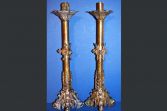 Pair of antique 18th Century brass church/ecclesiastical candlesticks, c1790