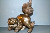 Antique 19th Century Chinese bronze figural Fo Dog censor, good decoration, c1890