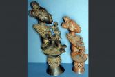 Two large mid-20th Century African Tikar tribal bronze maternity statues, c1950