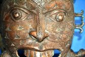 Large mid-20th Century African Tikar tribal bronze mask, great decoration, c1950