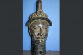 Very large (57 cm tall) mid-20th Century African Benin tribal bronze bust, c1950