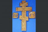 Three early 20th Century Russian bronze/enamel double-sided icons, c1920