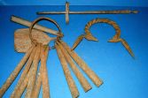 Three large 19th Century African cast iron currency pieces, Congo, c1890