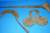 Three large 19th Century African cast iron currency pieces, Congo, c1890