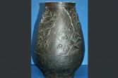 Large 19th Century antique Japanese cast iron vase, great decoration, c1880