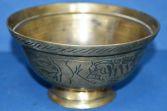 Antique Chinese bronze/brass bowl, Fo Dog decoration, good weight, c1910 