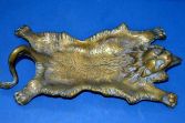 Antique cold painted bronze lion rug pin dish, style Franz Bergmann, c1920