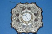 Art nouveau Portuguese mantle clock, silver cladding, Crown Jewellers Lisbon, c1900