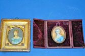 Two early 19th century Georgian portrait miniatures in original frame/Case, c1800