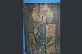 Rare large antique 19th Century Russian hand painted Icon on wood panel, c1850