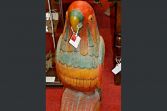 Asian carved wood/painted parrot, c1950