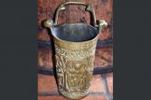 Antique 18th Century brass ceremonial church hot coals bucket with latin script, c1780