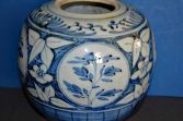 Chinese blue & white hand painted porcelain jar, c1880