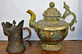 Tibetan Yak butter teapot and Monks Ewer, c1800