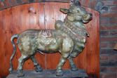 Large Carved/Polychrome Nandi Statue, c1800
